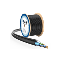 F/UTP Cat5e PE 4x2x0,50 с тросом медный чёрный внешний кабель витая пара DLAN